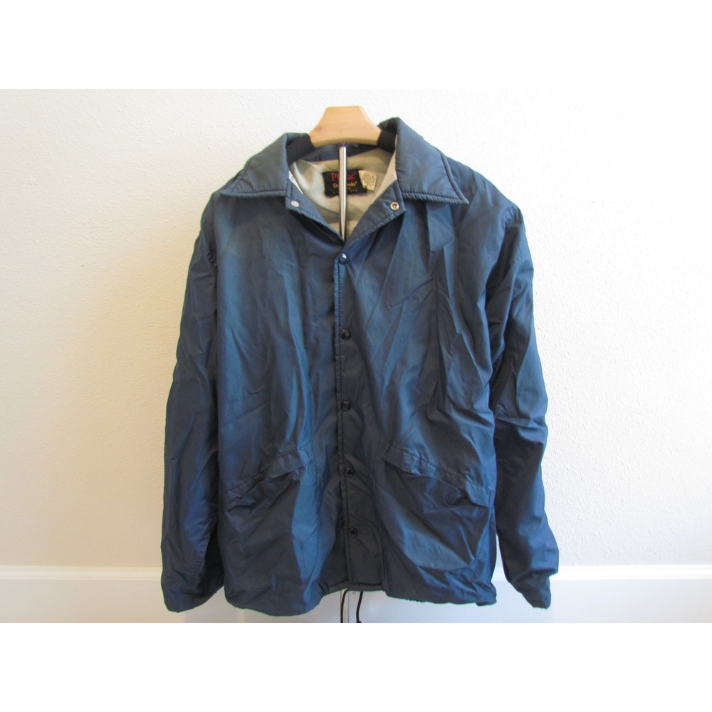 Pla-Jac Dunbrooke Coach Jacket Large Navy Blue Vintage 80s Windbreaker USA Made